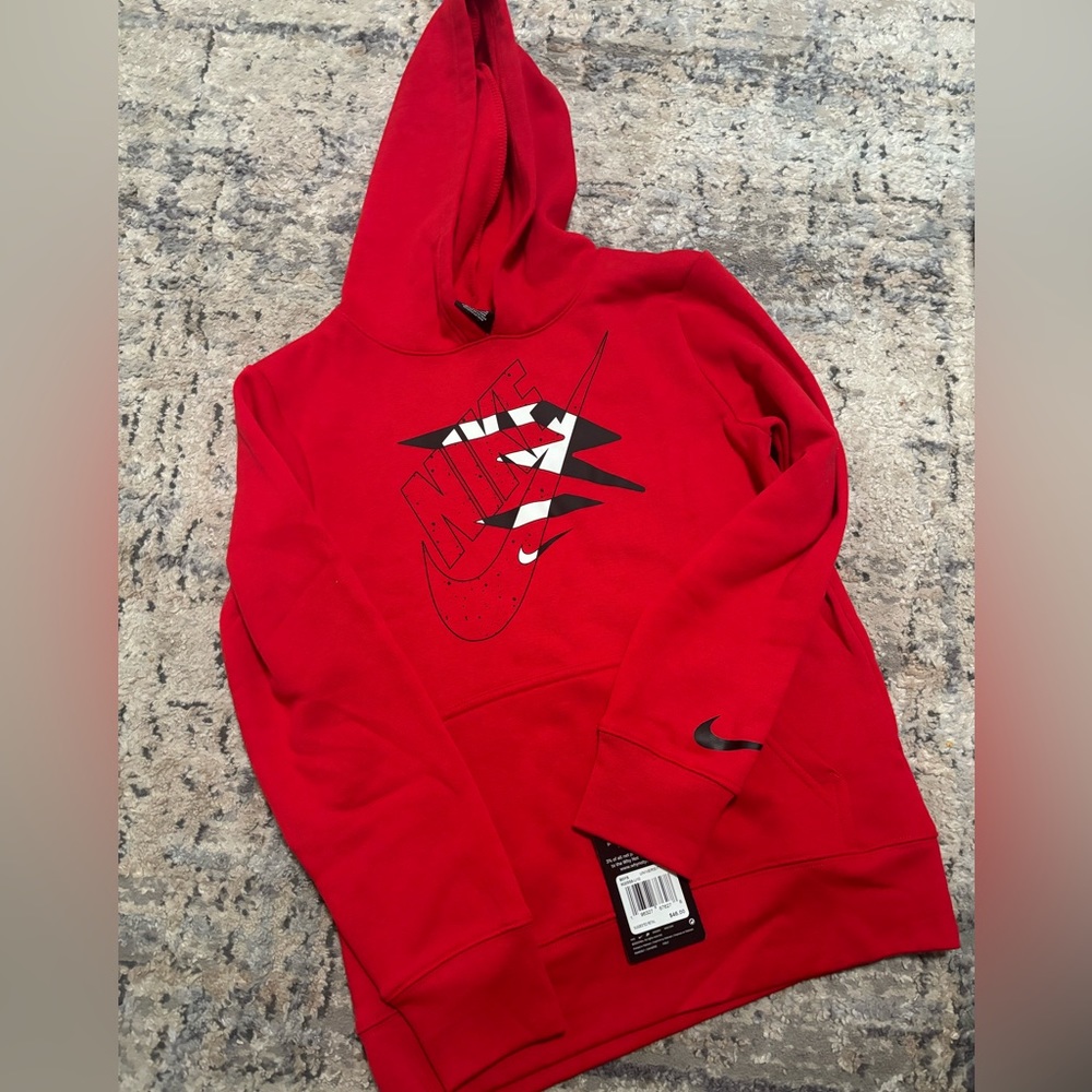 Nike boys sweatshirt with hood university red size m